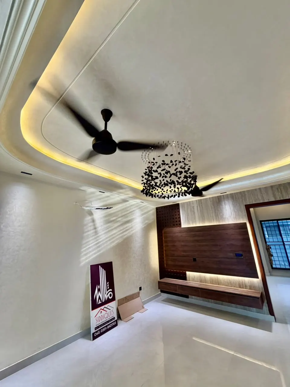 TV lounge with LED false ceiling